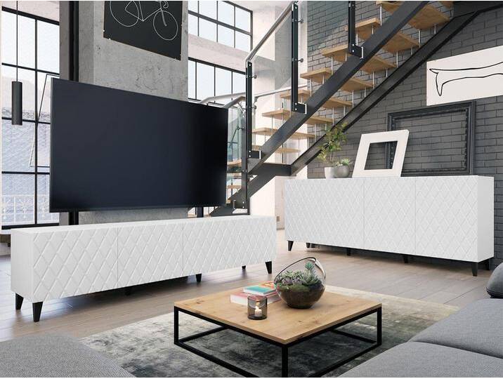 MIRJAN24 Wohnzimmer-Set Asti, (2er-Set, Kommode, TV-Lowboard), Ohne Griffe, Fronten gefräst, weiß, Weiß von Mirjan24