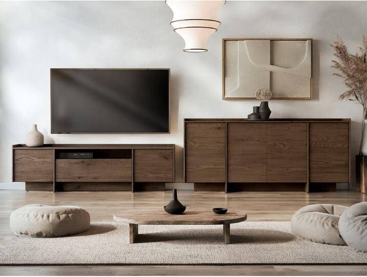 MIRJAN24 Wohnzimmer-Set Japandi, (2er-Set, Kommode, TV-Lowboard), Griffloses Öffnungssystem push to open, braun von Mirjan24