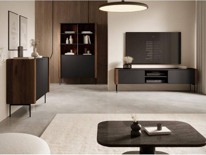 MIRJAN24 Wohnzimmer-Set Wrap, (3er-Set, Kommode, Regal, TV-Lowboard), Griffloses Öffnungssystem push to open, schwarz von Mirjan24