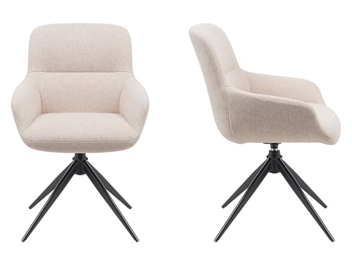 Mirjan24 2X Drehstuhl für Esszimmer mit Armlehnen Bokiz 3615-BK, Schwarz 4-armiges Metallgestell, komfortabel und modern – stilvolle und robuste Stühle für den Essbereich (Lukka 06) von Mirjan24