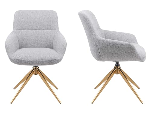 Mirjan24 2X Drehstuhl für Esszimmer mit Armlehnen Bokiz 3615-GL, Gold 4-armiges Metallgestell, komfortabel und modern – stilvolle und robuste Stühle für den Essbereich (Lukka 85) von Mirjan24