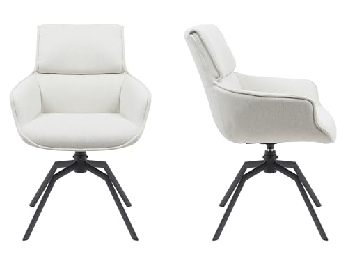 Mirjan24 2X Drehstuhl für Esszimmer mit Armlehnen Bueron 3648-BK, Schwarz 4-armiges Metallgestell, komfortabel und modern – stilvolle und robuste Stühle für den Essbereich (Lukka 03) von Mirjan24