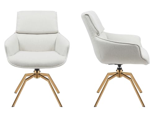 Mirjan24 2X Drehstuhl für Esszimmer mit Armlehnen Bueron 3648-GL, Gold 4-armiges Metallgestell, komfortabel und modern – stilvolle und robuste Stühle für den Essbereich (Lukka 03) von Mirjan24