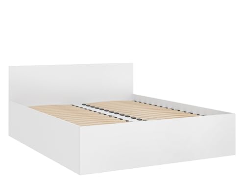 Mirjan24 Bett Tokyo, Elegante Doppelbett mit Lattenrost für Schlafzimmer, Bettgestell, Schlafmöbel, Ehebett (Alpinweiß, 160 x 200 cm) von Mirjan24