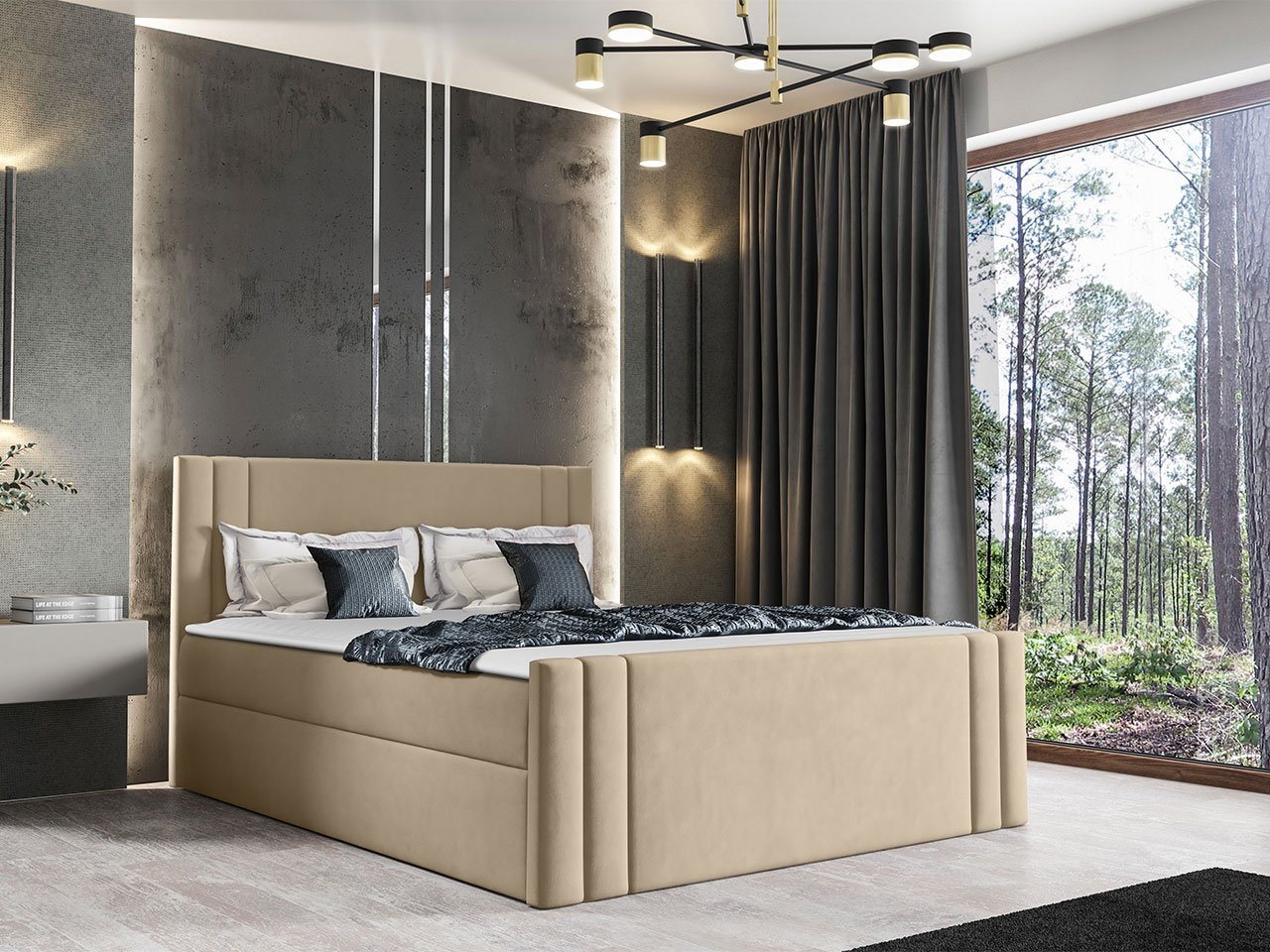 MIRJAN24 Boxspringbett Carmen (Kopfteil, Fußteil, Matratze, Topper), Bettgestell mit 2 Bettkästen, Polsterbett von MIRJAN24