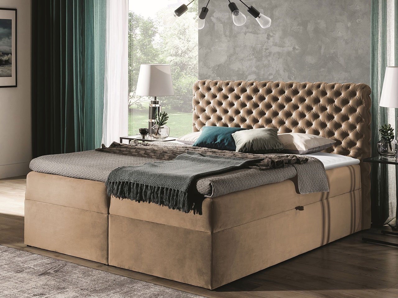 MIRJAN24 Boxspringbett Chesterfield (Kopfteil, Matratze + Topper), mit 2 Bettkästen, Doppelbett von MIRJAN24