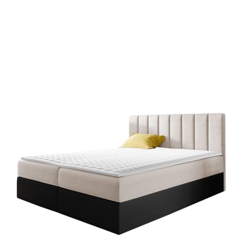 Mirjan24 Boxspringbett Govi, Polsterbett mit 2 Bettkästen, Doppelbett mit Lattenrost und Matratze, Bett mit Kopfteil, Bettgestell Stilvoll Schlafzimmer (Soft 011 + Ikar 01, 160 x 200 cm) von Mirjan24
