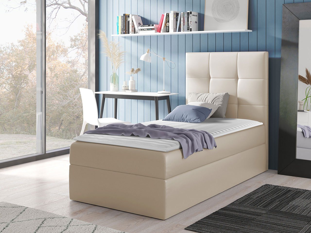 MIRJAN24 Boxspringbett Mini 2 (mit Hauptmatratze, Topper, Kopfteil), 80, 90, 100 / 200 cm, Seitenwahl, Einzelbett von MIRJAN24