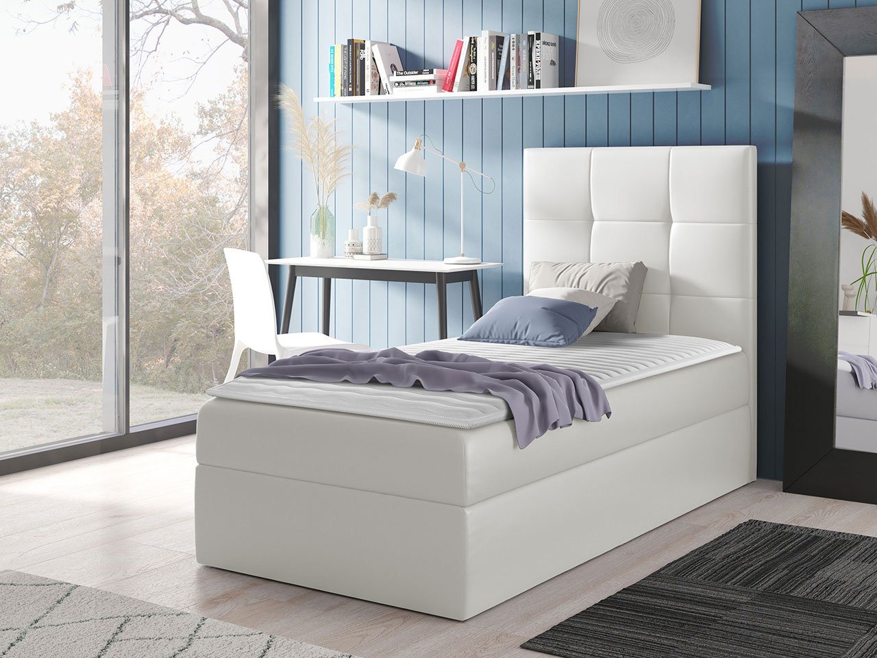 MIRJAN24 Boxspringbett Mini 2 (mit Hauptmatratze, Topper, Kopfteil), 80, 90, 100 / 200 cm, Seitenwahl, Einzelbett von MIRJAN24