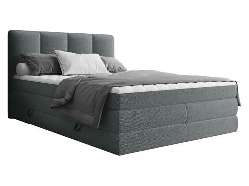 Mirjan24 Boxspringbett Pregito mit 2 Bettkästen, Komfort-Polsterbett mit Bonell- und Taschenfederkernmatratze, Doppelbett mit Polsterkopfteil (Onega 07, 180x200cm) von Mirjan24