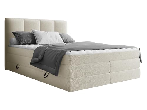 Mirjan24 Boxspringbett Pregito mit 2 Bettkästen, Komfort-Polsterbett mit Bonell- und Taschenfederkernmatratze, Doppelbett mit Polsterkopfteil (Onega 14, 180x200cm) von Mirjan24