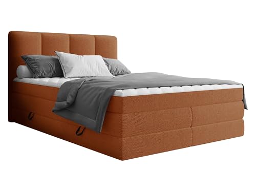 Mirjan24 Boxspringbett Pregito mit 2 Bettkästen, Komfort-Polsterbett mit Bonell- und Taschenfederkernmatratze, Doppelbett mit Polsterkopfteil (Onega 18, 140x200cm) von Mirjan24