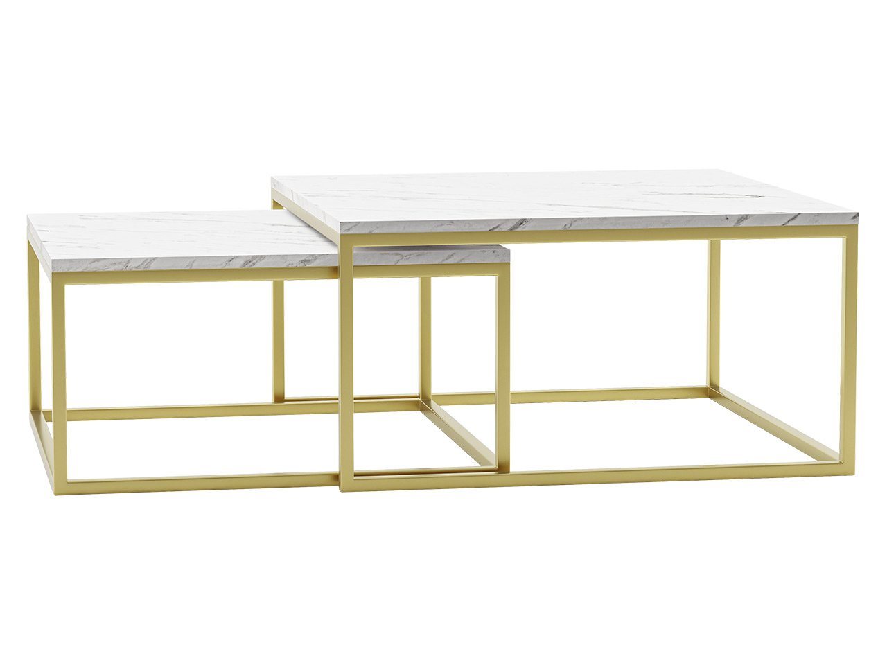 MIRJAN24 Couchtisch Dual Gold (2er-Set), Vierkantrohrrahmen aus Stahl, gold pulverbeschichtet von MIRJAN24