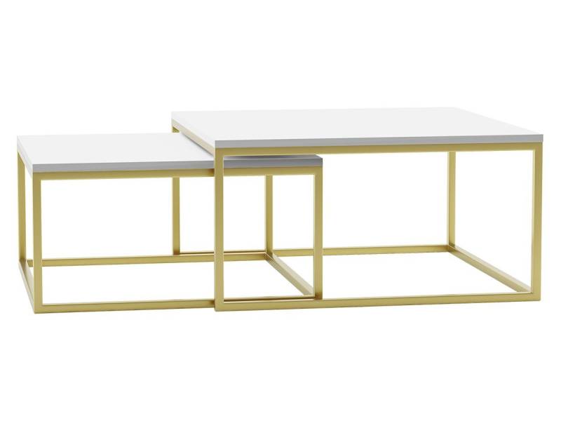 MIRJAN24 Couchtisch Dual Gold (2er-Set), Vierkantrohrrahmen aus Stahl, gold pulverbeschichtet von MIRJAN24