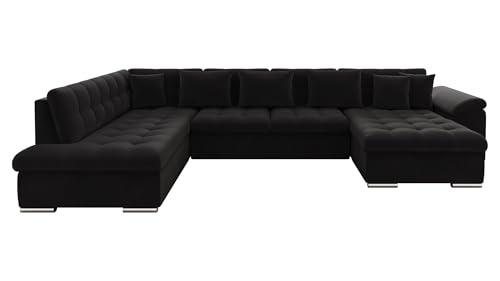 Mirjan24 Eckcouch Ecksofa Niko, Design Sofa Couch mit Schlaffunktion U-Sofa Große Farbauswahl Wohnlandschaft (Ecksofa Rechts, Magic Velvet 2219) von Mirjan24