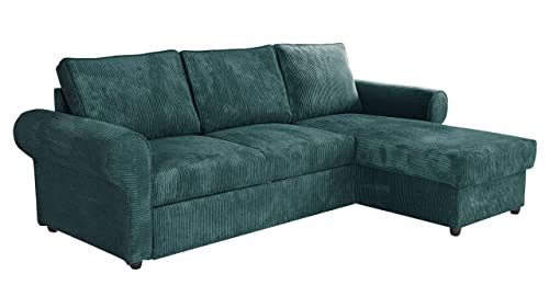 Mirjan24 Eckcouch Usero Cord mit Bettkasten und Schlaffunktion, Polsterecke mit abgerundete Armlehnen, Ecksofa Bettsofa, L-Form Sofa, Couch, Schlafcouch, Polstergarnitur (Poso 125) von Mirjan24