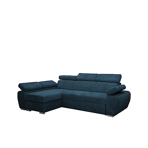 Mirjan24 Ecksofa Boston Mini Premium, Eckcouch mit Schlaffunktion und Bettkasten, Polsterecke mit Einstellbare Kopfstützen, L-Sofa, Couch, Wohnlandschaft, Stoff: Cord (Poso 05, Seite: Links, LC+2r) von Mirjan24