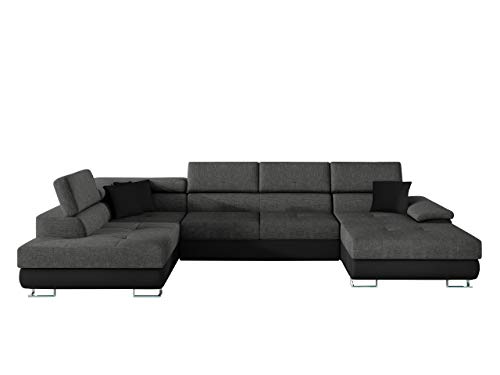 Mirjan24 Ecksofa Cotere BIS LED Beleuchtung mit Fernbedienung Eckcouch Sofa mit Schlaffunktion und Bettkasten U-Form Couch Wohnlandschaft vom Hersteller (Soft 011 + Lux 06 + Soft 011, Seite: Links) von Mirjan24