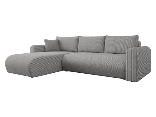 Mirjan24 Ecksofa Eliwo Cord, Design Eckcouch, Couch mit Schlaffunktion und Bettkasten, Wohnlandschaft, Bettfunktion L-Form Sofa, Ottomane universell (Poso 110) von Mirjan24
