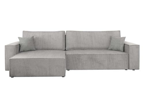 Mirjan24 Ecksofa Kobaro Cord Maxi Sofa Eckcouch Couch mit Schlaffunktion und Bettkasten Ottomane Universal, L-Form Couch Schlafsofa Bettsofa Farbauswahl (Poso 110) von Mirjan24