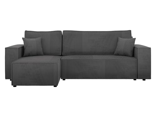 Mirjan24 Ecksofa Kobaro Cord Sofa Eckcouch Couch mit Schlaffunktion und Bettkasten Ottomane Universal, L-Form Couch Schlafsofa Bettsofa Farbauswahl (Poso 22) von Mirjan24