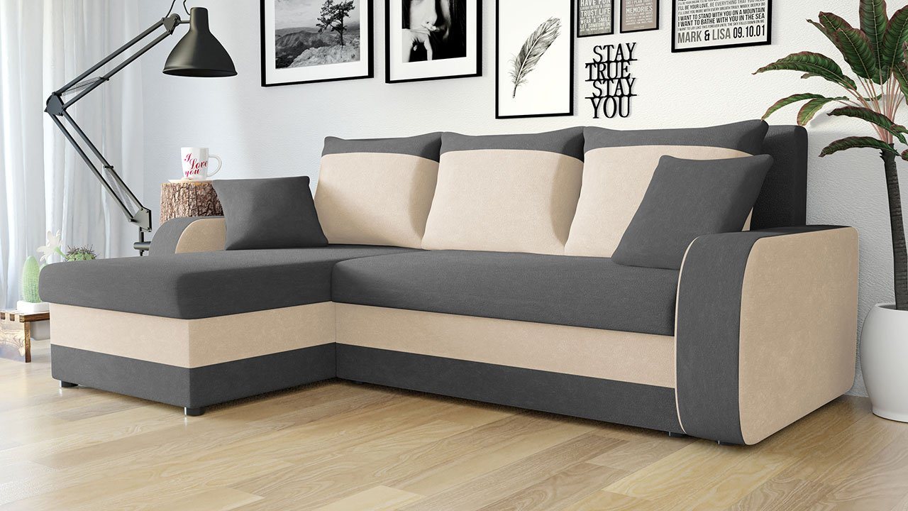 MIRJAN24 Ecksofa Kris, mit Schlaffunktion und zwei Bettkasten, L-Form mit Kissen-Set, L: 238 cm von MIRJAN24