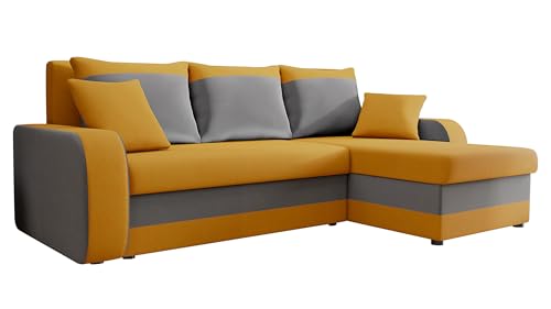 Mirjan24 Ecksofa Kristofer, Design Eckcouch, Couch mit Schlaffunktion, Zwei Bettkasten, Wohnlandschaft, Bettfunktion L-Form Sofa, Ottomane universell (Manila 32 + Manila 16) von Mirjan24