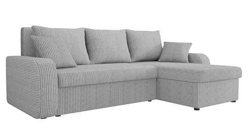 Mirjan24 Ecksofa Kristofer Cord, Design Eckcouch, Couch mit Schlaffunktion, Zwei Bettkasten, Wohnlandschaft, Bettfunktion L-Form Sofa, Ottomane universell (Poso 110) von Mirjan24