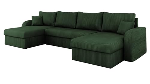 Mirjan24 Ecksofa Kristofer U Cord, Design Eckcouch Couch mit Schlaffunktion, DREI Bettkasten, Wohnlandschaft, Bettfunktion, U-Form Sofa, Seite Universal, Farbauswahl (Poso 14) von Mirjan24