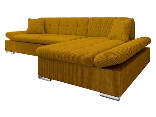Mirjan24 Ecksofa Malwi Cord mit Regulierbare Armlehnen, L-Form Sofa mit Schlaffunktion und Bettkasten, Design Eckcouch, Wohnlandschaft, Couch (Poso 01, Seite: Rechts) von Mirjan24