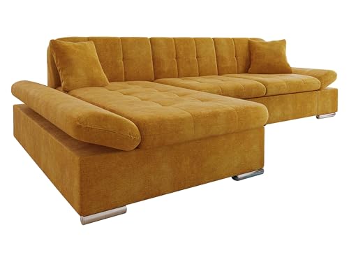 Mirjan24 Ecksofa Malwi mit Regulierbare Armlehnen Design Eckcouch mit Schlaffunktion Bettkasten L-Form Sofa Wohnlandschaft Couch v2 (Wave 05, Ecksofa: Links) von Mirjan24