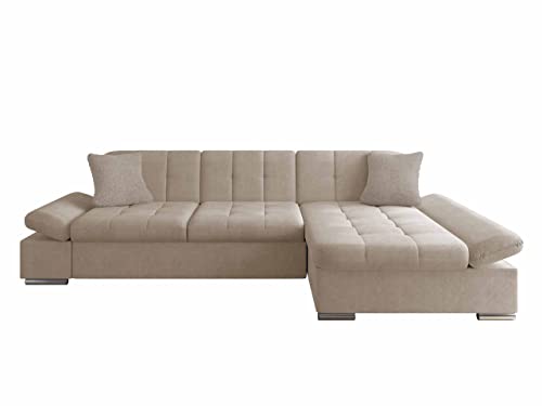 Mirjan24 Ecksofa Malwi mit Regulierbare Armlehnen Design Eckcouch mit Schlaffunktion Bettkasten L-Form Sofa Wohnlandschaft Couch v2 (Zetta 291 + Matana 17, Ecksofa: Rechts) von Mirjan24