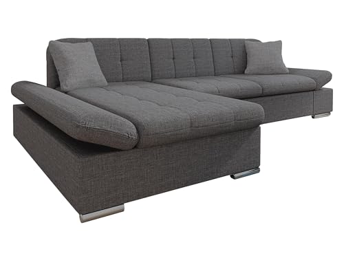 Mirjan24 Ecksofa Malwi mit Regulierbare Armlehnen Design Eckcouch mit Schlaffunktion Bettkasten L-Form Sofa vom Hersteller Couch Wohnlandschaft (Lux 06 + Lux 06 + Lux 05, Ecksofa: Links) von Mirjan24