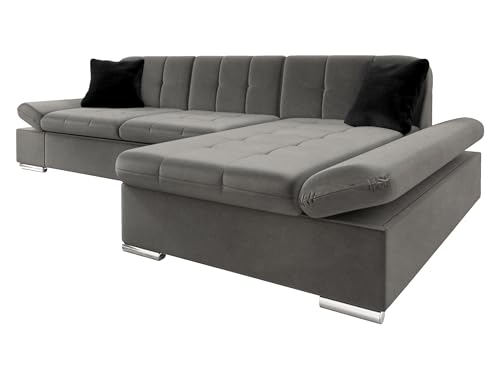 Mirjan24 Ecksofa Malwi mit Regulierbare Armlehnen Design Eckcouch mit Schlaffunktion Bettkasten L-Form Sofa vom Hersteller Couch Wohnlandschaft (Magic Ve. 2217 + Magic Ve. 2219, Ecksofa: Rechts) von Mirjan24