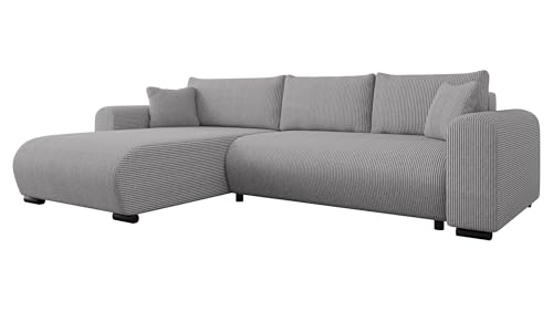 Mirjan24 Ecksofa Merkos Cord, Eckcouch, Couch mit Schlaffunktion und Bettkasten, Wohnlandschaft, Bettfunktion L-Form Sofa, Ottomane universell (Poso 110) von Mirjan24