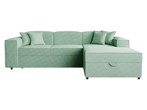 Mirjan24 Ecksofa Sokoz Boucle L, 3 Sitzer Eckcouch mit Bettkasten Schlaffunktion Polsterecke mit Bettfunktion L-Form Sofa für Wohnzimmer Wohnlandschaft (Coral 55, Seite: Rechts) von Mirjan24