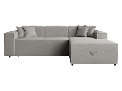 Mirjan24 Ecksofa Sokoz Boucle L, 3 Sitzer Eckcouch mit Bettkasten Schlaffunktion Polsterecke mit Bettfunktion L-Form Sofa für Wohnzimmer Wohnlandschaft (Coral 75, Seite: Rechts) von Mirjan24