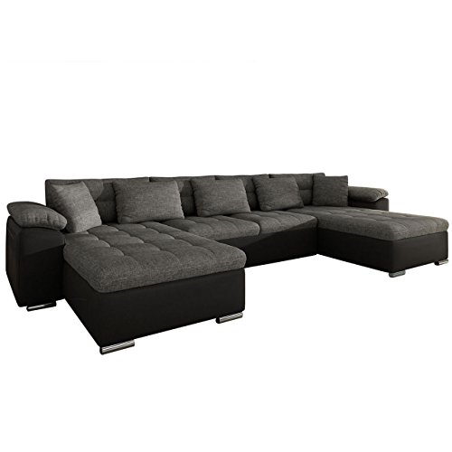 Mirjan24 Ecksofa Wicenza, Design Big Sofa Eckcouch Couch, mit Schlaffunktion Bettfunktion, Wohnlandschaft, U-Form, Große Farbauswahl (Soft 011 + Lux 06) von Mirjan24