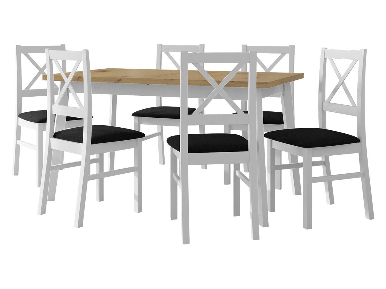 MIRJAN24 Essgruppe DR-011, (7er-Set, Esstisch Oslo V, 6x Stühle Nilo XI), Einlegeplatte für den Tisch befinden sich unter der Tischplatte von MIRJAN24