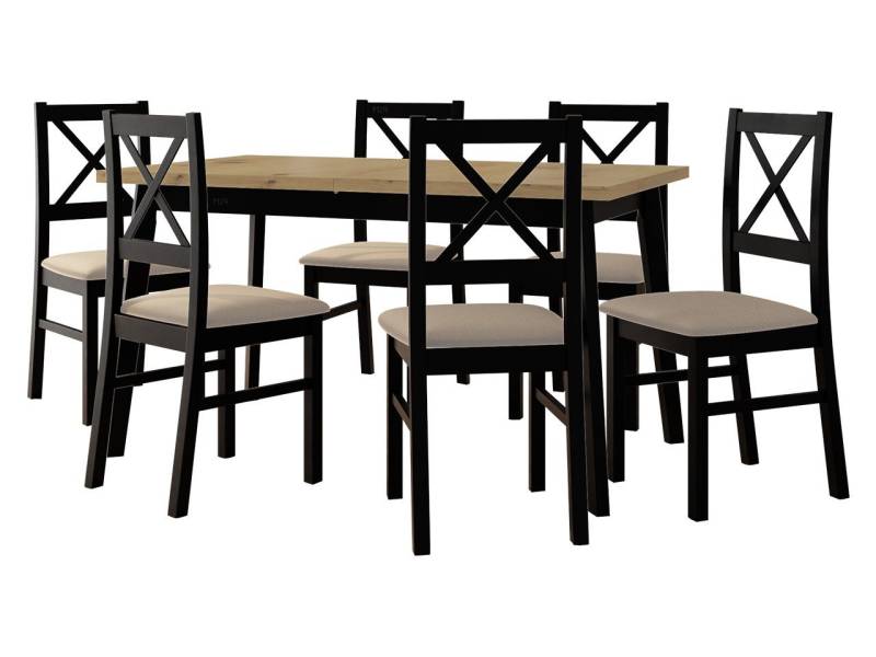 MIRJAN24 Essgruppe DR-011, (7er-Set, Esstisch Oslo V, 6x Stühle Nilo XI), Einlegeplatte für den Tisch befinden sich unter der Tischplatte von MIRJAN24