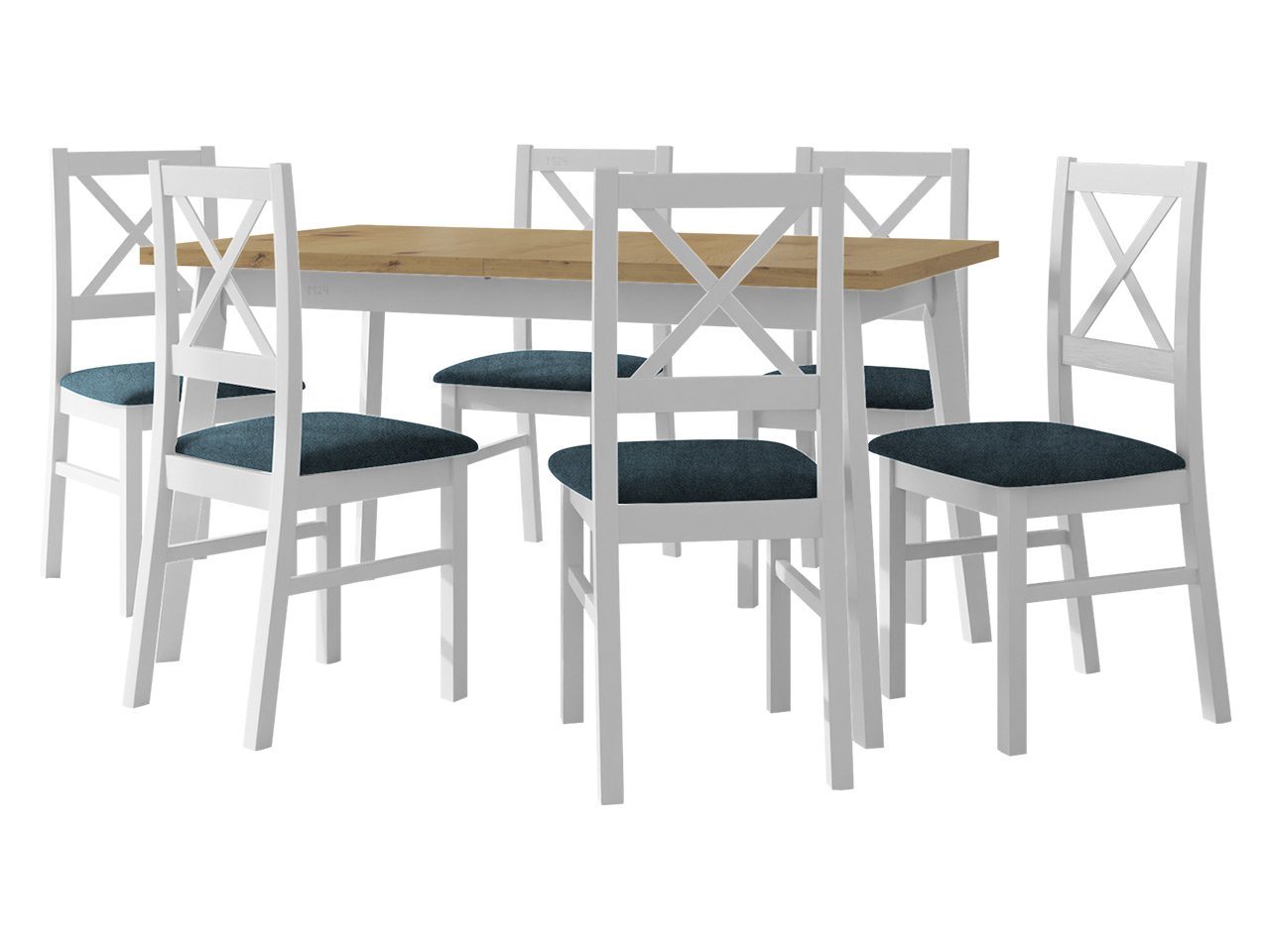 MIRJAN24 Essgruppe DR-011, (7er-Set, Esstisch Oslo V, 6x Stühle Nilo XI), Einlegeplatte für den Tisch befinden sich unter der Tischplatte von MIRJAN24