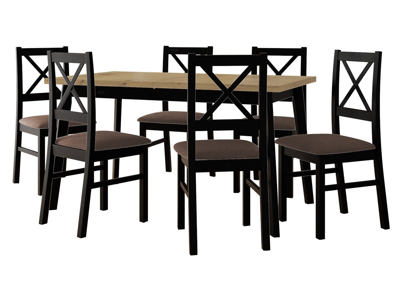 MIRJAN24 Essgruppe DR-011, (7er-Set, Esstisch Oslo V, 6x Stühle Nilo XI), Einlegeplatte für den Tisch befinden sich unter der Tischplatte von MIRJAN24