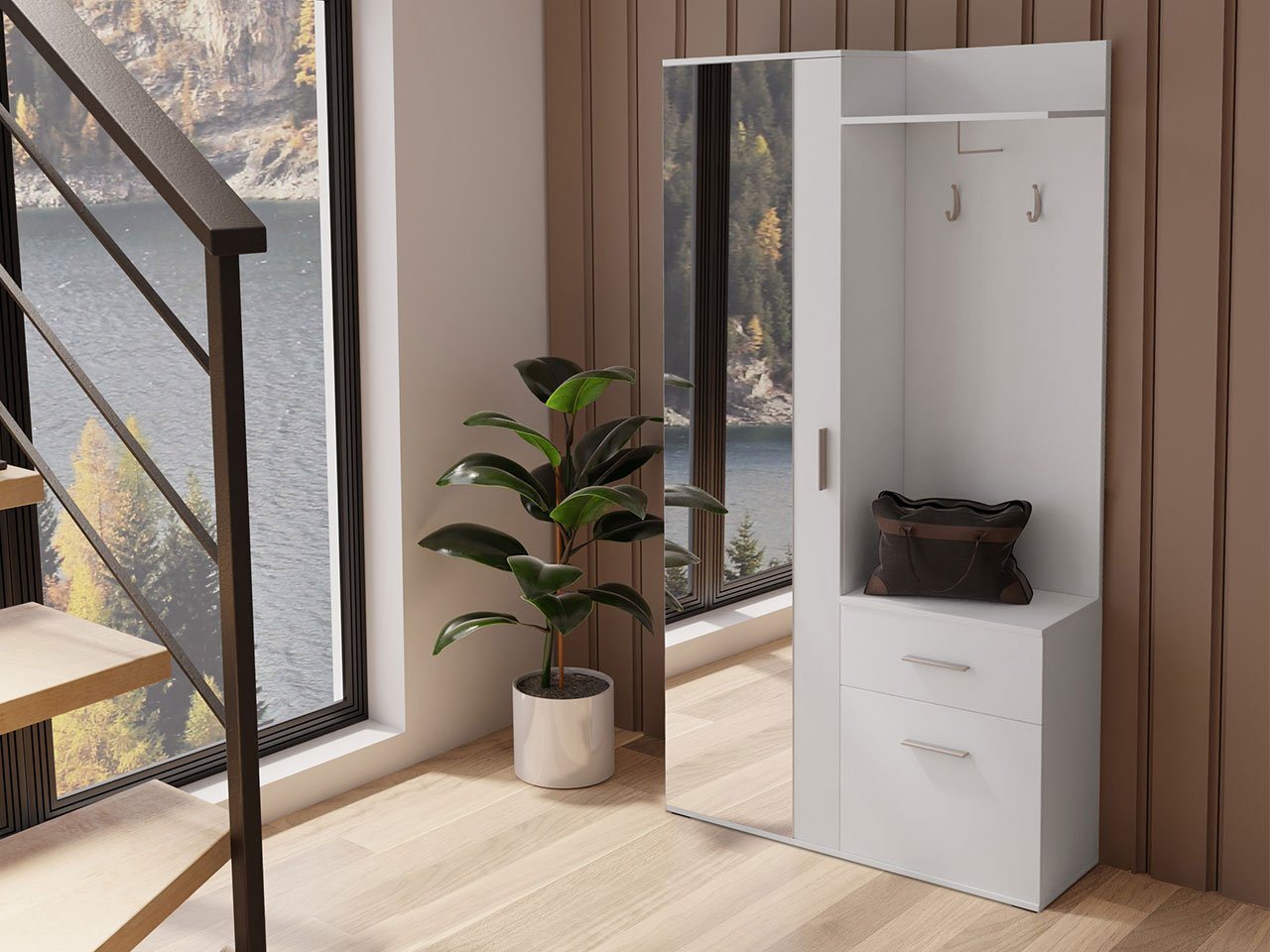 MIRJAN24 Garderoben-Set Lux, (Komplett-Set, 2 Kleiderhaken, Schrank und Schuhschrank), Tür universell von MIRJAN24