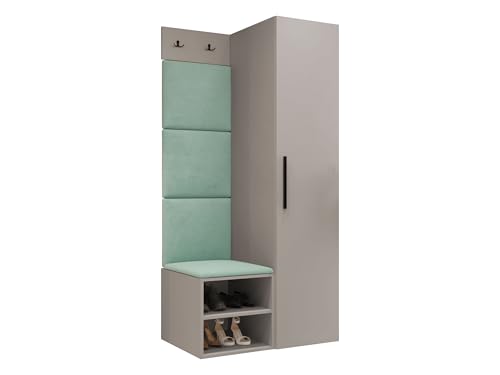 Mirjan24 Garderoben-Set Mapreni III, Schuhschrank + Kleiderhakenbrett + Kleiderschrank Gepolstertes Paneel/Wandpaneel Kleiderhaken Flurgarderobe Wandgarderobe (Cashmere, Manila 11) von Mirjan24