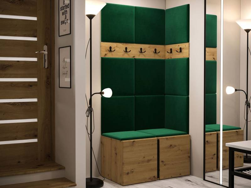 MIRJAN24 Garderoben-Set Orion I, (Komplett-Set, mit Schuhschrank, 2x Kleiderhakenbrett, Gepolstertes Paneel 11x 42x42), Auswahl aus Fronten und Polsterplatten von MIRJAN24