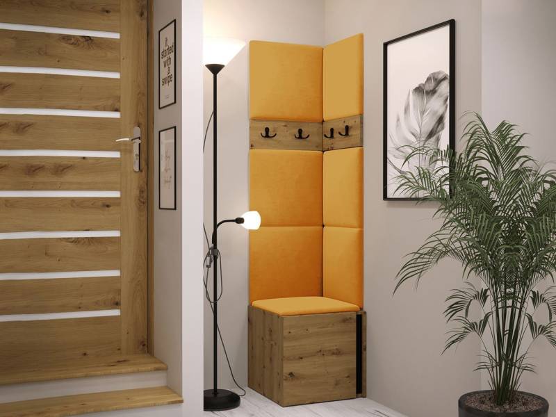 MIRJAN24 Garderoben-Set Orion XXI, (Komplett-Set, Schuhschrank, 2x Kleiderhakenbrett, Paneel 7x 42x42), Auswahl aus Fronten und Polsterplatten von MIRJAN24