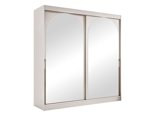 Mirjan24 Kleiderschrank Mezzinto, Schiebetürenschrank mit Kleiderstange, Einlegeböden und Spiegel, Schlafzimmerschrank Garderobe für Diele Flur (Cashmere + Gold, 200 cm) von Mirjan24