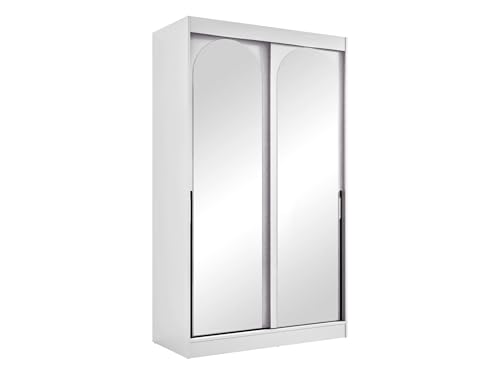Mirjan24 Kleiderschrank Mezzinto, Schiebetürenschrank mit Kleiderstange, Einlegeböden und Spiegel, Schlafzimmerschrank Garderobe für Diele Flur (Weiß + Schwarz, 120 cm) von Mirjan24