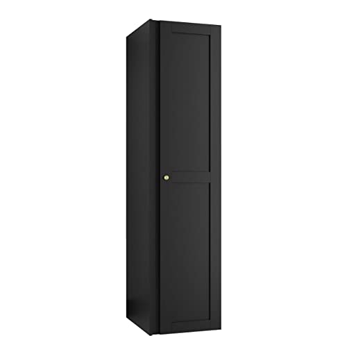 Mirjan24 Kleiderschrank Rotuni 1D, Schrank mit 2 Fächer und 2 Doppelhaken, Drehtürenschrank, Garderobenschrank (Schwarz) von Mirjan24