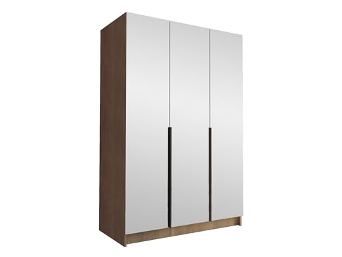 Mirjan24 Kleiderschrank mit Spiegeltüren, Einlegeböden und Kleiderstange Cikzori III, Vielseitiger Drehtürenschrank, Elegantes Kleiderschrank 3-türig (Eiche Cremona + Schwarz) von Mirjan24